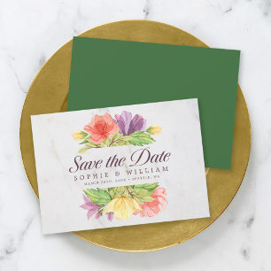 Lebendige Blütenmuster-Marmor Hochzeitseinladung z Save The Date