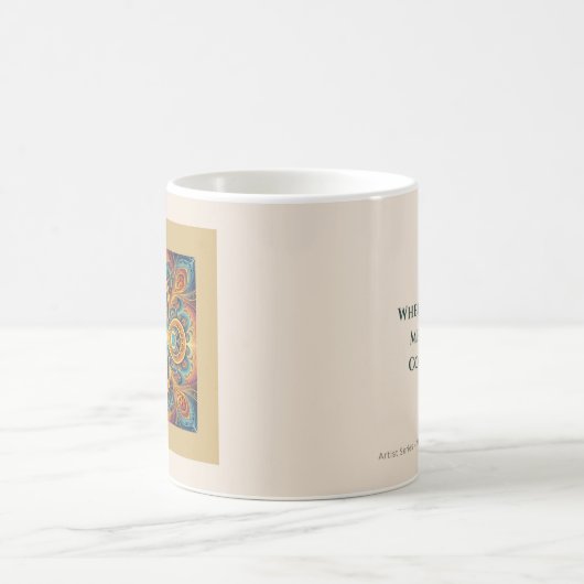 Lebendige Boho-Fraktal-Mandala-Kunst Kaffeetasse (Mittel)