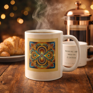 Lebendige Boho-Fraktal-Mandala-Kunst Kaffeetasse
