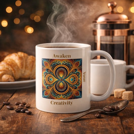 Lebendige Boho-Fraktal-Mandala-Kunst Kaffeetasse