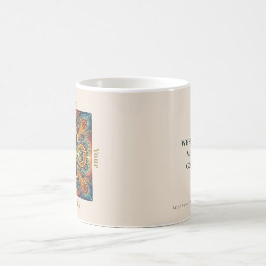 Lebendige Boho-Fraktal-Mandala-Kunst Kaffeetasse (Mittel)