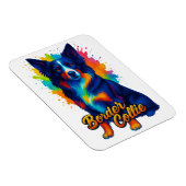 Lebendige Border Collie Pop Art Magnet (Rechte Seite)