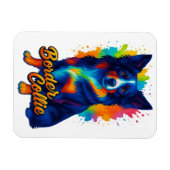 Lebendige Border Collie Pop Art Magnet (Horizontal)