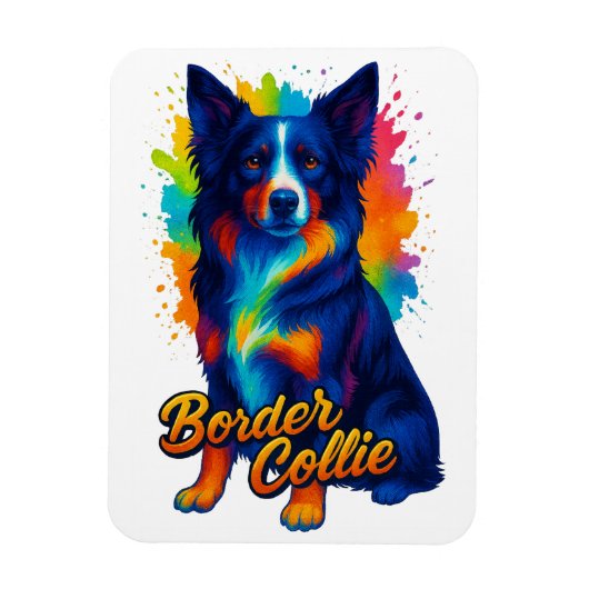 Lebendige Border Collie Pop Art Magnet (Vertikal)