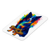 Lebendige Border Collie Pop Art Magnet (Linke Seite)