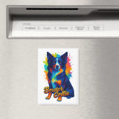 Lebendige Border Collie Pop Art Magnet (In Situ (Geschirrspüler))
