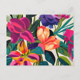 Lebendige Botanische Blumen Postkarte