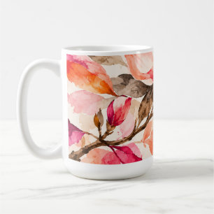 Lebendige botanische Blumengestaltung Magnolie Kaffeetasse