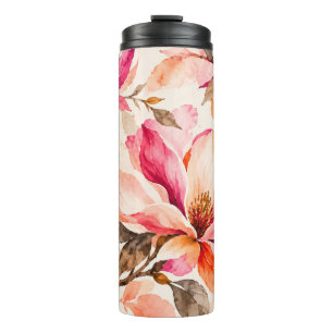 Lebendige botanische Blumengestaltung Magnolie Thermosbecher
