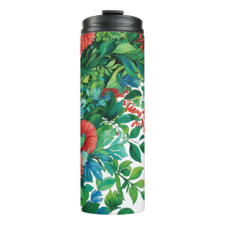 Lebendige botanische Blumenillustration - Üppiges Thermosbecher
