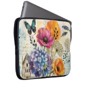 Lebendige botanische Mixed-Media-Collage-Kunst Laptopschutzhülle (Vorne Rechts)
