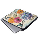 Lebendige botanische Mixed-Media-Collage-Kunst Laptopschutzhülle (Vorne Knopf)