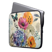 Lebendige botanische Mixed-Media-Collage-Kunst Laptopschutzhülle (Vorderseite Links)