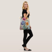 Lebendige botanische Mixed-Media-Collage-Kunst Tasche (Am Model)