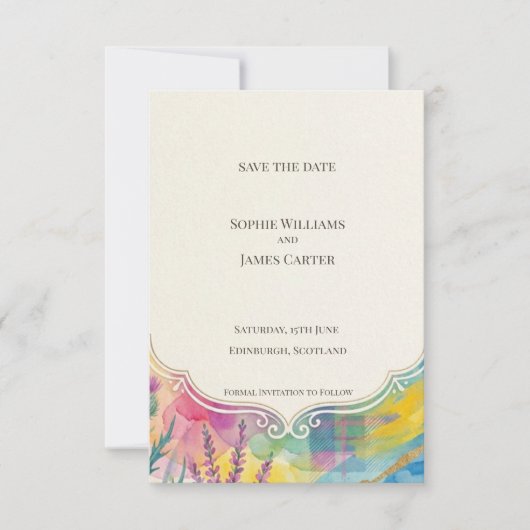 Lebendige botanische Save-the-Date-Karte Save The Date (Vorderseite)