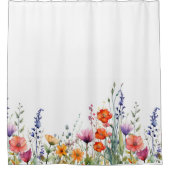 Lebendige Bunte Aquarell-Wildblumen Duschvorhang (Vorderseite)