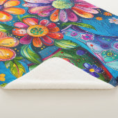 Lebendige Bunte Blumenmuster Sherpadecke (3/4)