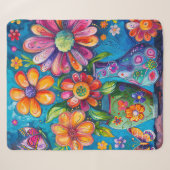 Lebendige Bunte Blumenmuster Sherpadecke (Vorderseite (Horizontal))