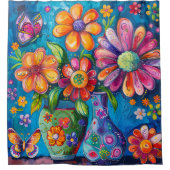 Lebendige Bunte Blumige Duschvorhang (Vorderseite)