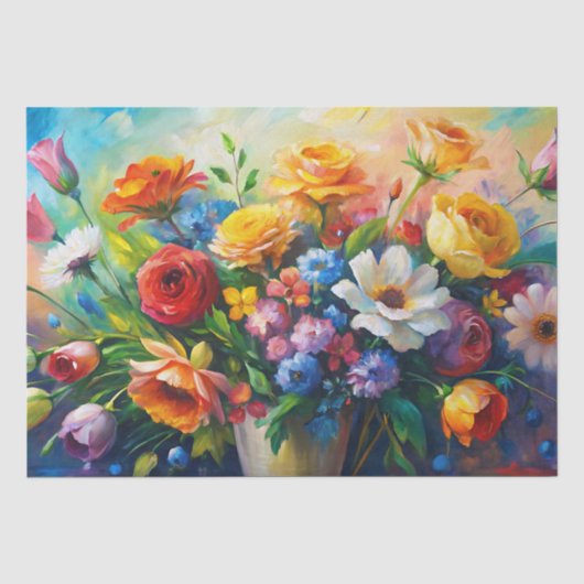 Lebendige Bunte Frühlingsblumen Decoupage Seidenpapier (Vorderseite)