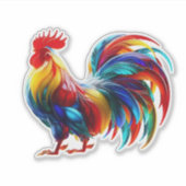 Lebendige Bunte Hahn Kunst Aufkleber (Vorderseite)