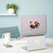 Lebendige Bunte Hahn Kunst Aufkleber (Laptop auf Schreibtisch)