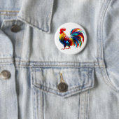 Lebendige Bunte Hahn Kunst Button (Beispiel)