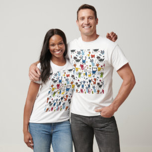 Lebendige Bunte Katzen Handgezeichnetes Kätzchen T-Shirt