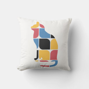 Lebendige Bunte Katzen Silhouette Muster Kissen