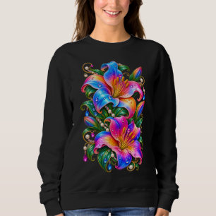 Lebendige Bunte Lilieng Blumen Sweatshirt, Magisch Sweatshirt