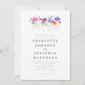 Lebendige Bunte Wildblumen-Hochzeit QR-Code Einladung (Vorderseite)