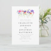Lebendige Bunte Wildblumen-Hochzeit QR-Code Einladung (Stehend Vorderseite)