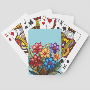 Lebendige Buntglas-Blumenstrauß-Illustration Spielkarten