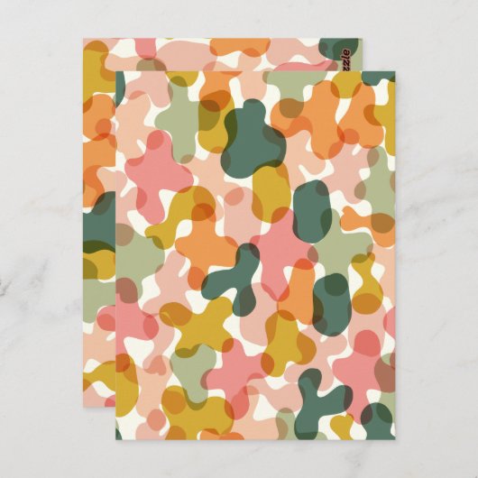 Lebendige Camouflage Blobs Kissen Postkarte (Vorne/Hinten)