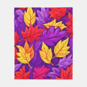 Lebendige Cartoon-Blätter: Lila, gelb, rot Fleecedecke (Vorderseite)