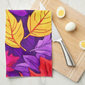 Lebendige Cartoon-Blätter: Lila, gelb, rot Geschirrtuch (Viertel Falte)