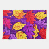 Lebendige Cartoon-Blätter: Lila, gelb, rot Geschirrtuch (Horizontal)