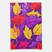 Lebendige Cartoon-Blätter: Lila, gelb, rot Geschirrtuch (Vertikal)