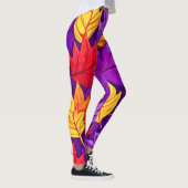 Lebendige Cartoon-Blätter: Lila, gelb, rot Leggings (Rechts)