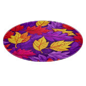 Lebendige Cartoon-Blätter: Lila, gelb, rot Schneidebrett (Ecke)