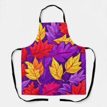 Lebendige Cartoon-Blätter: Lila, gelb, rot