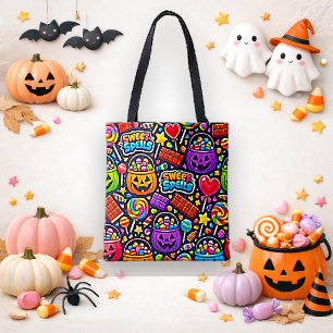 Lebendige Cartoon-Halloween-Süßigkeiten oder Saure Tasche