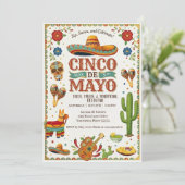 Lebendige Cinco De Mayo-Feierparty-Einladung Einladung (Stehend Vorderseite)