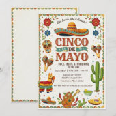 Lebendige Cinco De Mayo-Feierparty-Einladung Einladung (Vorne/Hinten)