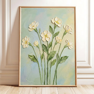 Lebendige Creme-Primel-Minimalist-Wandkunst-Leinwa Poster