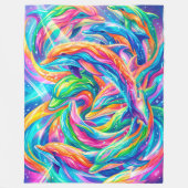Lebendige Delfin-Traumlandschaft – Psychedelischer Fleecedecke (Vorderseite)
