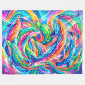 Lebendige Delfin-Traumlandschaft – Psychedelischer Fleecedecke (Vorderseite (Horizontal))
