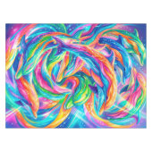 Lebendige Delfin-Traumlandschaft – Psychedelischer Tischdecke (Vorderseite (Horizontal))
