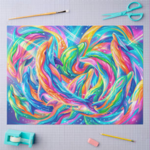 Lebendige Delfin-Traumlandschaft – psychedelisches Seidenpapier