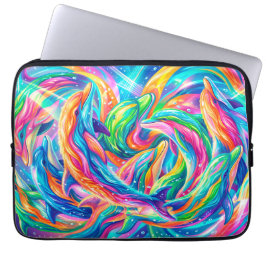 Lebendige Delfintraumlandschaft – psychedelische B Laptopschutzhülle